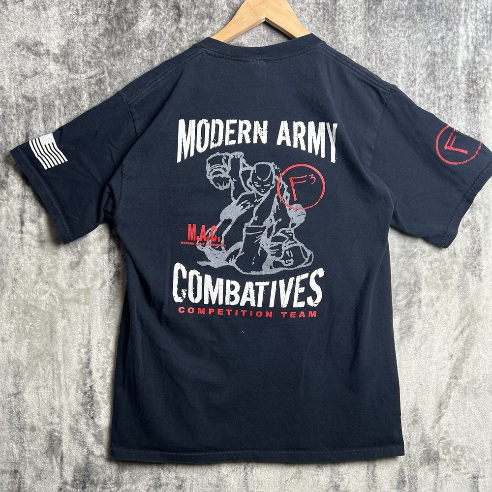 Vintage Y2K Modern Army Combatives MAC F3 Fighter T-Shirt‎ Mens Large Black